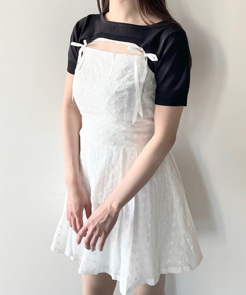 セール】ショートニット×キャミワンピースセット（ワンピース
