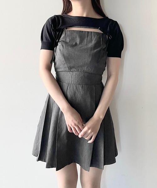 NOMAE(ノーマエ)の「ショートニット×キャミワンピースセット(ワンピース・レディース・グレー系その他/ブラック/ベージュ系その他/ホワイト系その他・FREE)」の6枚目の写真