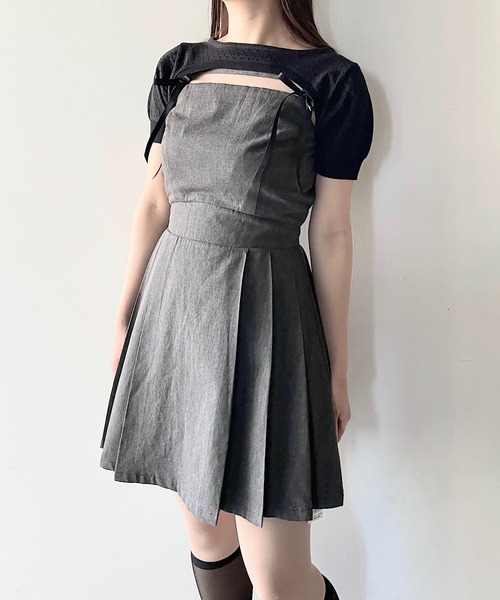 NOMAE(ノーマエ)の「ショートニット×キャミワンピースセット(ワンピース・レディース・グレー系その他/ブラック/ベージュ系その他/ホワイト系その他・FREE)」の5枚目の写真
