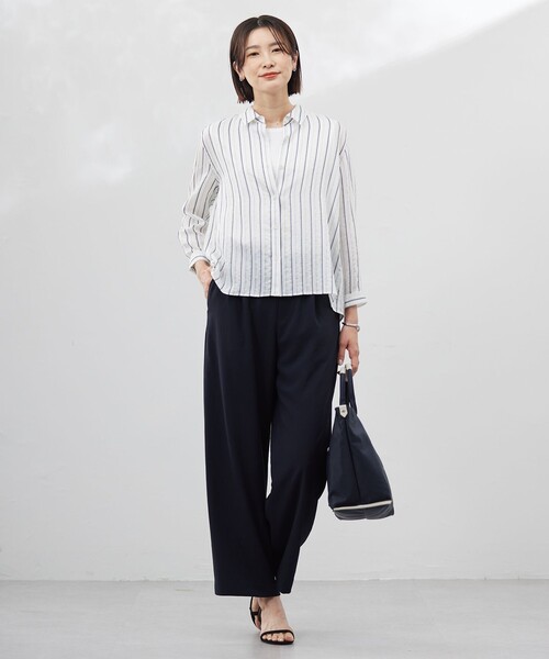 J.PRESS Ladies(J.プレス レディス)の「【洗える・接触冷感・吸水速乾】Lightジョーゼット ワイド パンツ(その他パンツ・レディース・ベージュ系/ダークブラウン系/ネイビー系・XS/S)」の16枚目の写真