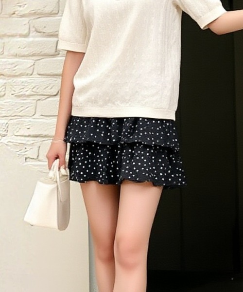 paravion（パラビオン）の「ドットフリルミニスカート（スカート・レディース・ホワイト/ブラック・FREE）」の6枚目の写真