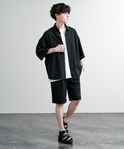 Rocky Monroe(ロッキーモンロー)の「UVカット 梨地ワイドイージーショートパンツ/ストレッチハーフパンツ(その他パンツ・メンズ・ダークグレー/ベージュ/ブルーグレー/ブラック/ダークグリーン・M/L/LL)」の8枚目の写真
