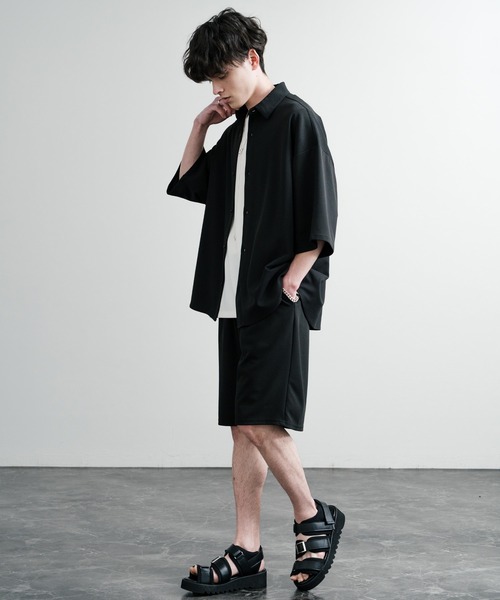 Rocky Monroe(ロッキーモンロー)の「UVカット 梨地ワイドイージーショートパンツ/ストレッチハーフパンツ(その他パンツ・メンズ・ダークグレー/ベージュ/ブルーグレー/ブラック/ダークグリーン・M/L/LL)」の9枚目の写真
