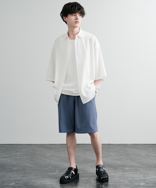 Rocky Monroe(ロッキーモンロー)の「UVカット 梨地ワイドイージーショートパンツ/ストレッチハーフパンツ(その他パンツ・メンズ・ダークグレー/ベージュ/ブルーグレー/ブラック/ダークグリーン・M/L/LL)」の16枚目の写真