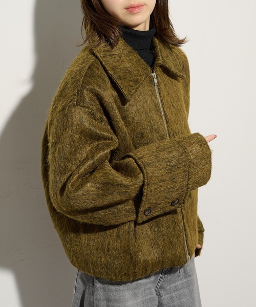 MAISON BREEZE reveur(メゾンブリーズレヴール)の「【MAISON BREEZE reveur】シャギーショートブルゾン DTK(ブルゾン・レディース・グレー/マスタード/チャコールグレー・FREE)」の21枚目の写真