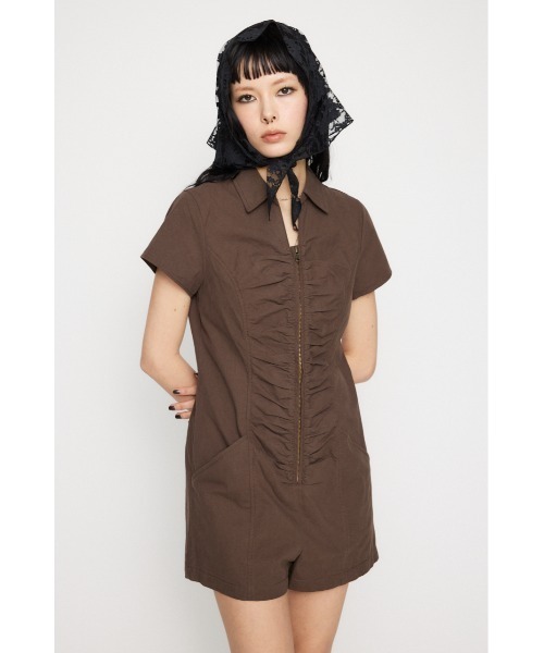 LAGUA GEM（ラグアジェム）の「GATHER MINI オールインワン（つなぎ/オールインワン・レディース・ブラウン/チャコールグレー/ブラック・SMALL/MEDIUM）」の5枚目の写真