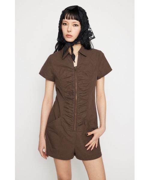 LAGUA GEM（ラグアジェム）の「GATHER MINI オールインワン（つなぎ/オールインワン・レディース・ブラウン/チャコールグレー/ブラック・SMALL/MEDIUM）」の6枚目の写真