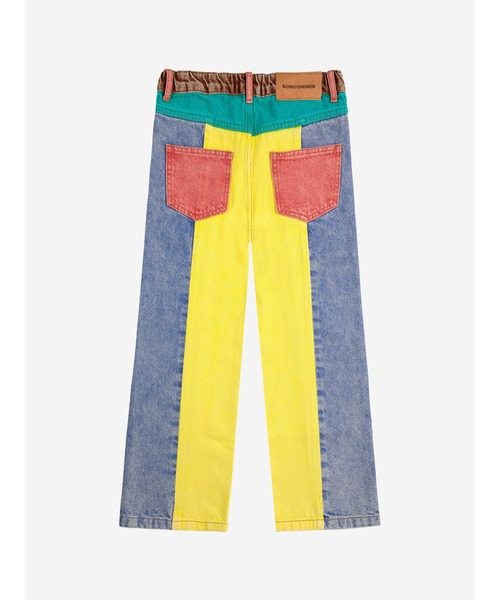 Color block denim pants
