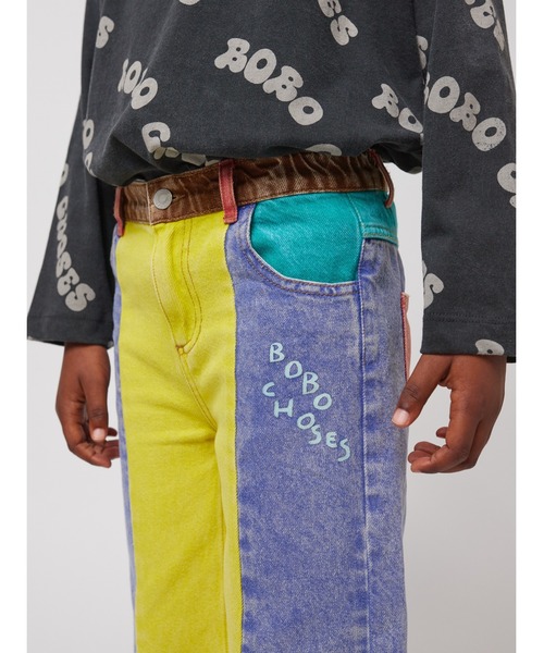Color block denim pants