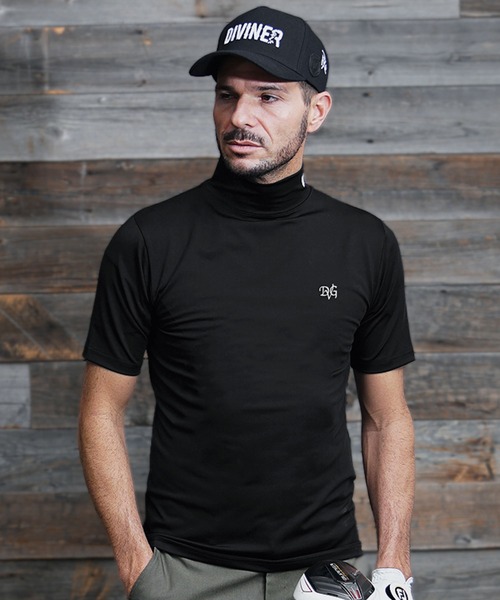 DIVINER GOLF】DVGロゴ半袖モックネックTシャツ メンズ 襟付き ゴルフ