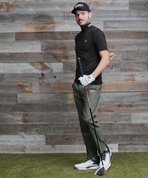 DIVINER GOLF】DVGロゴ半袖モックネックTシャツ メンズ 襟付き ゴルフ