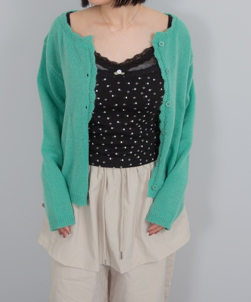 Chiina(チーナ)の「Chiina / クルーネックカラーカーディガン(カーディガン/ボレロ・レディース・グリーン/ホワイト/イエロー/ブルー・FREE)」の13枚目の写真