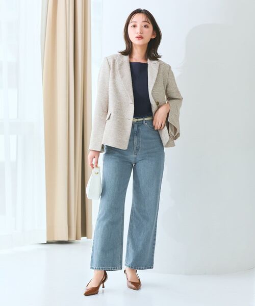 COHINA(コヒナ)の「カップ付きボートネックタンク 【低身長・小柄女性】(タンクトップ・レディース・ネイビー/ブラウン/グリーン/ブラック/ベージュ・ONE SIZE)」の10枚目の写真