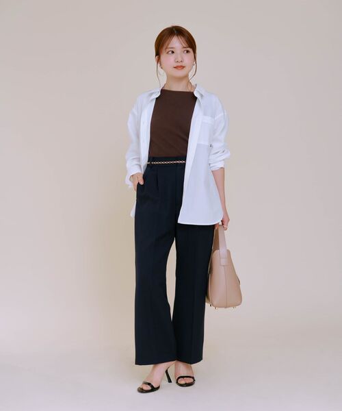 COHINA(コヒナ)の「カップ付きボートネックタンク 【低身長・小柄女性】(タンクトップ・レディース・ネイビー/ブラウン/グリーン/ブラック/ベージュ・ONE SIZE)」の16枚目の写真