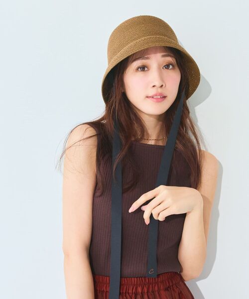 COHINA(コヒナ)の「カップ付きボートネックタンク 【低身長・小柄女性】(タンクトップ・レディース・ネイビー/ブラウン/グリーン/ブラック/ベージュ・ONE SIZE)」の3枚目の写真