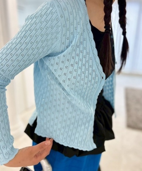 ipugo(イプゴ)の「ipugo/イプゴ パンチングSSニットカーディガン 夏物 夏服(カーディガン/ボレロ・レディース・アイボリー/ブルー・FREE)」の15枚目の写真