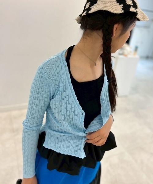 ipugo(イプゴ)の「ipugo/イプゴ パンチングSSニットカーディガン 夏物 夏服(カーディガン/ボレロ・レディース・アイボリー/ブルー・FREE)」の16枚目の写真