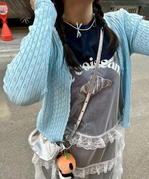 ipugo(イプゴ)の「ipugo/イプゴ パンチングSSニットカーディガン 夏物 夏服(カーディガン/ボレロ・レディース・アイボリー/ブルー・FREE)」の18枚目の写真