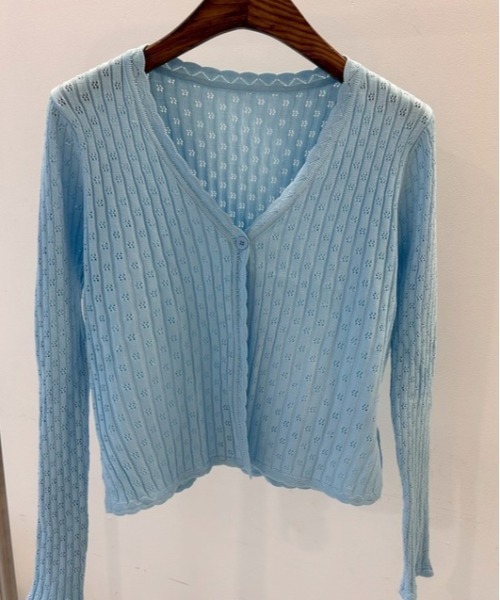ipugo(イプゴ)の「ipugo/イプゴ パンチングSSニットカーディガン 夏物 夏服(カーディガン/ボレロ・レディース・アイボリー/ブルー・FREE)」の22枚目の写真