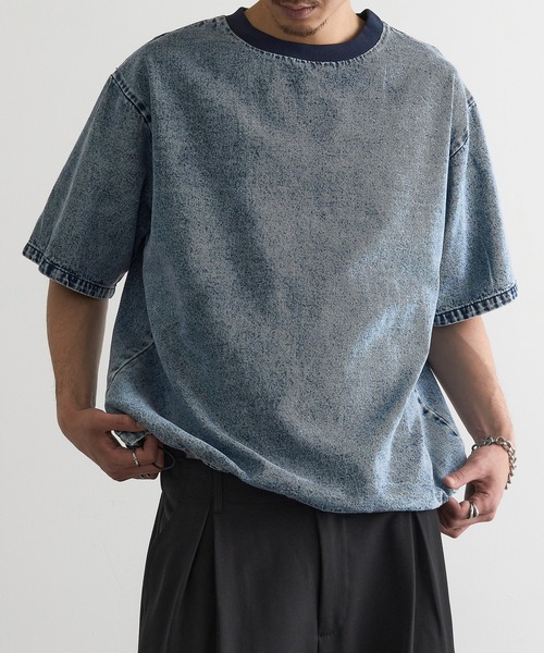 MAGASIN DE MODE Brew(マガジンデモードブリュー)の「【MAGASIN DE MODE Brew】デニムTシャツ MNY(Tシャツ/カットソー・メンズ・ブルー/ブラック/ライトブルー・M/L/2L)」の3枚目の写真