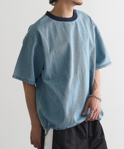 MAGASIN DE MODE Brew(マガジンデモードブリュー)の「【MAGASIN DE MODE Brew】デニムTシャツ MNY(Tシャツ/カットソー・メンズ・ブルー/ブラック/ライトブルー・M/L/2L)」の1枚目の写真
