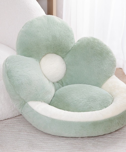 SHEPP（シープ）の「ふわふわ フラワーモチーフミニ座椅子（クッション/クッションカバー・レディース・ピンク/グリーン/パープル・F）」の4枚目の写真