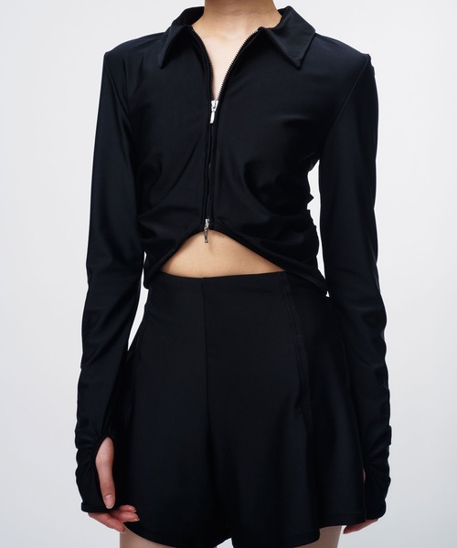 THINGS THAT MATTER(シングス ザット マター)の「SWIM HIGH WAIST SHORTS / スイムハイウエストショーツ(水着・レディース・グレー/ブラック・1/2)」の8枚目の写真