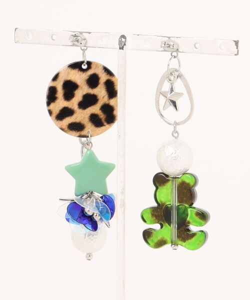 tone（トーン）の「【KKSHOP】レオパクマピアス(MA)（ピアス（両耳用）・レディース・グリーン系・FREE）」の2枚目の写真