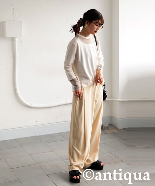 antiqua(アンティカ)の「コーデセット シアートップス×テーパードパンツ(Tシャツ/カットソー・レディース・ブラック系その他/ブルー/ホワイト系その他/ダークグレー/オレンジ・MEDIUM/LARGE)」の7枚目の写真