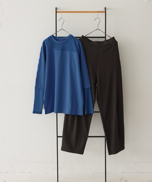 antiqua(アンティカ)の「コーデセット シアートップス×テーパードパンツ(Tシャツ/カットソー・レディース・ブラック系その他/ブルー/ホワイト系その他/ダークグレー/オレンジ・MEDIUM/LARGE)」の20枚目の写真