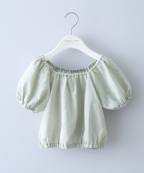 CIAOPANIC TYPY(チャオパニックティピー)の「【KIDS】ムジチェックパフスリーブクロップド丈ブラウス(シャツ/ブラウス・キッズ・イエロー/パープル/ホワイト/ブラック/オレンジ・SMALL/LARGE/X-LARGE/XX-LARGE/MEDIUM)」の5枚目の写真