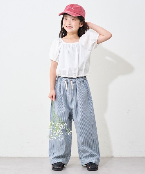 CIAOPANIC TYPY(チャオパニックティピー)の「【KIDS】ムジチェックパフスリーブクロップド丈ブラウス(シャツ/ブラウス・キッズ・イエロー/パープル/ホワイト/ブラック/オレンジ・SMALL/LARGE/X-LARGE/XX-LARGE/MEDIUM)」の11枚目の写真