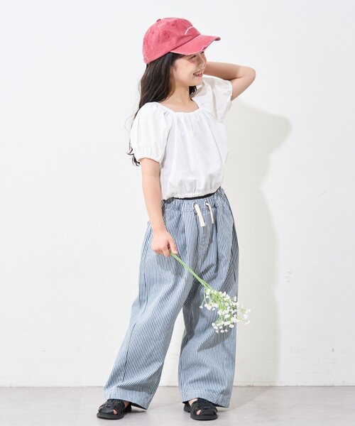 CIAOPANIC TYPY(チャオパニックティピー)の「【KIDS】ムジチェックパフスリーブクロップド丈ブラウス(シャツ/ブラウス・キッズ・イエロー/パープル/ホワイト/ブラック/オレンジ・SMALL/LARGE/X-LARGE/XX-LARGE/MEDIUM)」の12枚目の写真