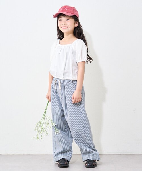 CIAOPANIC TYPY(チャオパニックティピー)の「【KIDS】ムジチェックパフスリーブクロップド丈ブラウス(シャツ/ブラウス・キッズ・イエロー/パープル/ホワイト/ブラック/オレンジ・SMALL/LARGE/X-LARGE/XX-LARGE/MEDIUM)」の13枚目の写真