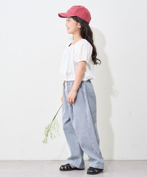 CIAOPANIC TYPY(チャオパニックティピー)の「【KIDS】ムジチェックパフスリーブクロップド丈ブラウス(シャツ/ブラウス・キッズ・イエロー/パープル/ホワイト/ブラック/オレンジ・SMALL/LARGE/X-LARGE/XX-LARGE/MEDIUM)」の15枚目の写真