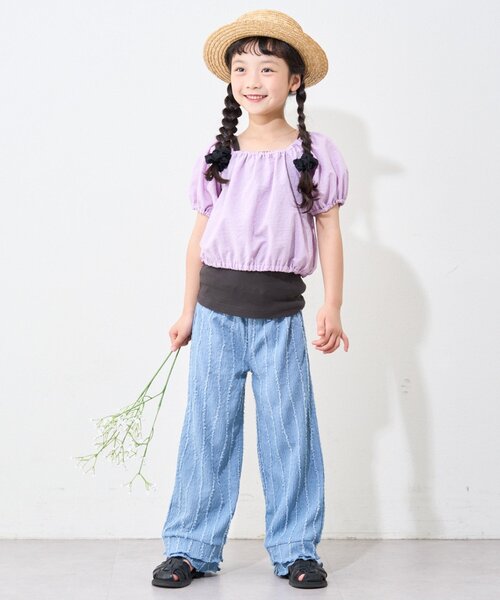 CIAOPANIC TYPY(チャオパニックティピー)の「【KIDS】ムジチェックパフスリーブクロップド丈ブラウス(シャツ/ブラウス・キッズ・イエロー/パープル/ホワイト/ブラック/オレンジ・SMALL/LARGE/X-LARGE/XX-LARGE/MEDIUM)」の19枚目の写真