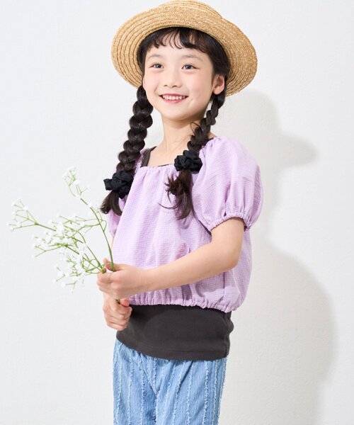 CIAOPANIC TYPY(チャオパニックティピー)の「【KIDS】ムジチェックパフスリーブクロップド丈ブラウス(シャツ/ブラウス・キッズ・イエロー/パープル/ホワイト/ブラック/オレンジ・SMALL/LARGE/X-LARGE/XX-LARGE/MEDIUM)」の20枚目の写真