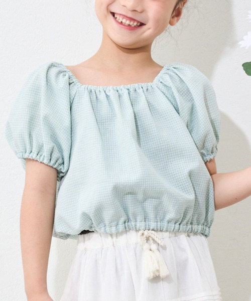 CIAOPANIC TYPY(チャオパニックティピー)の「【KIDS】ムジチェックパフスリーブクロップド丈ブラウス(シャツ/ブラウス・キッズ・イエロー/パープル/ホワイト/ブラック/オレンジ・SMALL/LARGE/X-LARGE/XX-LARGE/MEDIUM)」の9枚目の写真