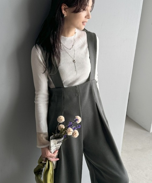 classicalelf（クラシカルエルフ）の「楽にシルエット美人。ワンタックワイドシルエットサロペットパンツ（サロペット/オーバーオール・レディース・ブラック/チャコール/モカ・LARGE/MEDIUM/SMALL/X-LARGE）」の20枚目の写真