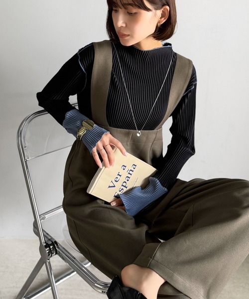 classicalelf（クラシカルエルフ）の「楽にシルエット美人。ワンタックワイドシルエットサロペットパンツ（サロペット/オーバーオール・レディース・ブラック/チャコール/モカ・LARGE/MEDIUM/SMALL/X-LARGE）」の21枚目の写真