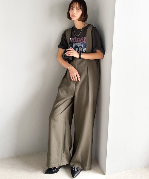 classicalelf（クラシカルエルフ）の「楽にシルエット美人。ワンタックワイドシルエットサロペットパンツ（サロペット/オーバーオール・レディース・ブラック/チャコール/モカ・LARGE/MEDIUM/SMALL/X-LARGE）」の22枚目の写真