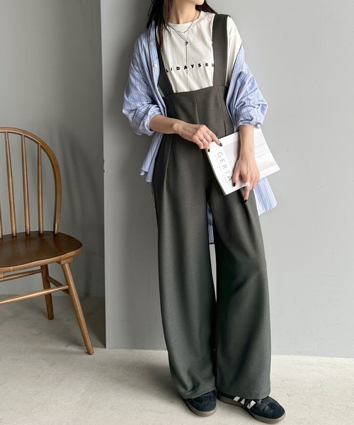 classicalelf（クラシカルエルフ）の「楽にシルエット美人。ワンタックワイドシルエットサロペットパンツ（サロペット/オーバーオール・レディース・ブラック/チャコール/モカ・LARGE/MEDIUM/SMALL/X-LARGE）」の16枚目の写真