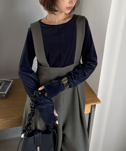 classicalelf（クラシカルエルフ）の「楽にシルエット美人。ワンタックワイドシルエットサロペットパンツ（サロペット/オーバーオール・レディース・ブラック/チャコール/モカ・LARGE/MEDIUM/SMALL/X-LARGE）」の10枚目の写真