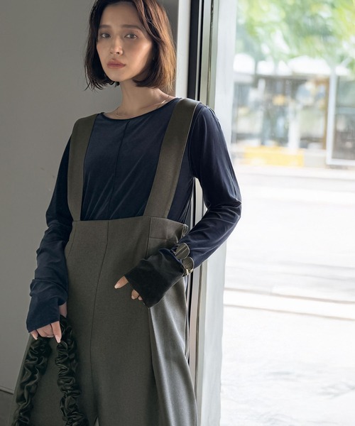 classicalelf（クラシカルエルフ）の「楽にシルエット美人。ワンタックワイドシルエットサロペットパンツ（サロペット/オーバーオール・レディース・ブラック/チャコール/モカ・LARGE/MEDIUM/SMALL/X-LARGE）」の15枚目の写真