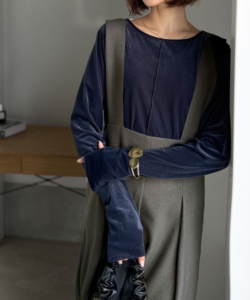 classicalelf（クラシカルエルフ）の「楽にシルエット美人。ワンタックワイドシルエットサロペットパンツ（サロペット/オーバーオール・レディース・ブラック/チャコール/モカ・LARGE/MEDIUM/SMALL/X-LARGE）」の12枚目の写真