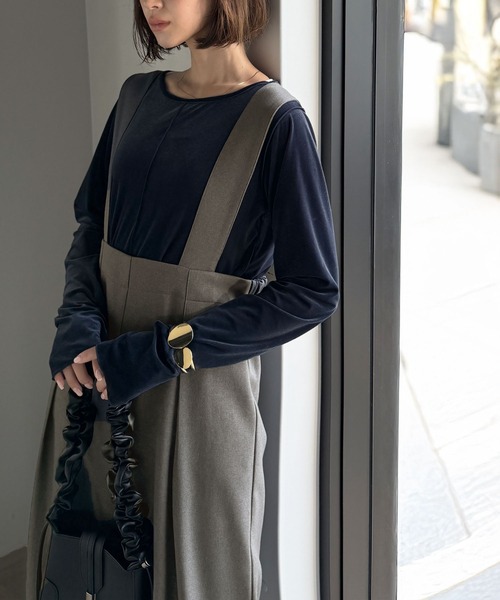 classicalelf（クラシカルエルフ）の「楽にシルエット美人。ワンタックワイドシルエットサロペットパンツ（サロペット/オーバーオール・レディース・ブラック/チャコール/モカ・LARGE/MEDIUM/SMALL/X-LARGE）」の14枚目の写真