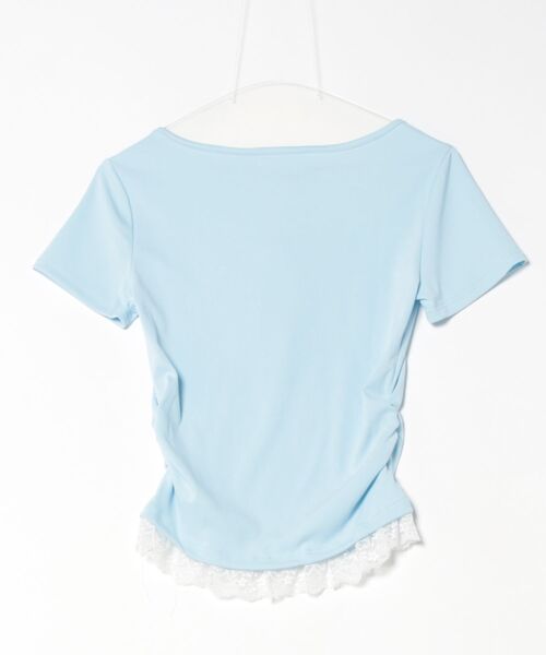 Uenui(ウニュイ)の「【 cunii 】 レース トリム ボタン ティー(Tシャツ/カットソー・レディース・ホワイト/ブルー/グレー・FREE)」の4枚目の写真