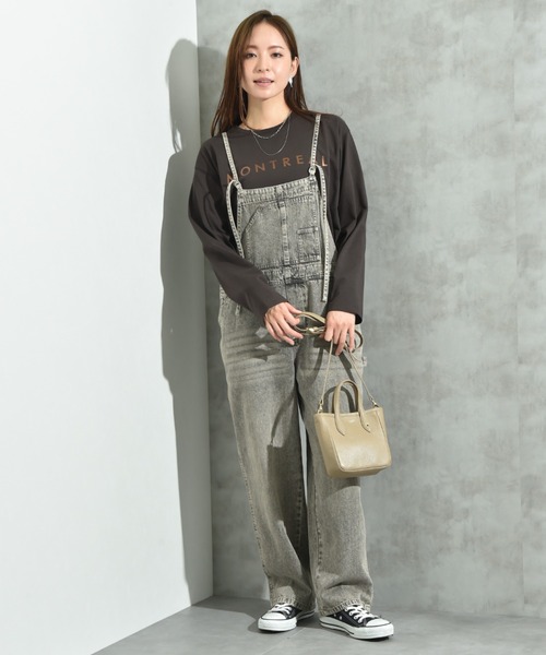 INTERPLANET(インタープラネット)の「クルーネック箔プリントロンT(Tシャツ/カットソー・レディース・アイボリー/チャコールグレー・FREE)」の5枚目の写真