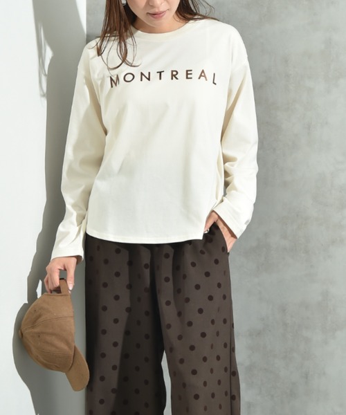 INTERPLANET(インタープラネット)の「クルーネック箔プリントロンT(Tシャツ/カットソー・レディース・アイボリー/チャコールグレー・FREE)」の11枚目の写真