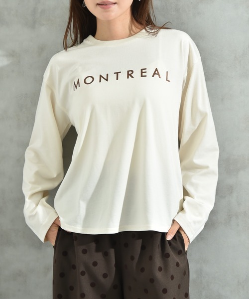 INTERPLANET(インタープラネット)の「クルーネック箔プリントロンT(Tシャツ/カットソー・レディース・アイボリー/チャコールグレー・FREE)」の9枚目の写真